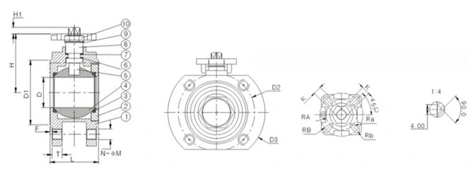 Sanitary Stainless Steel Three Piece Ball Valve Clamp Ball Valve/Welded Ball Valve