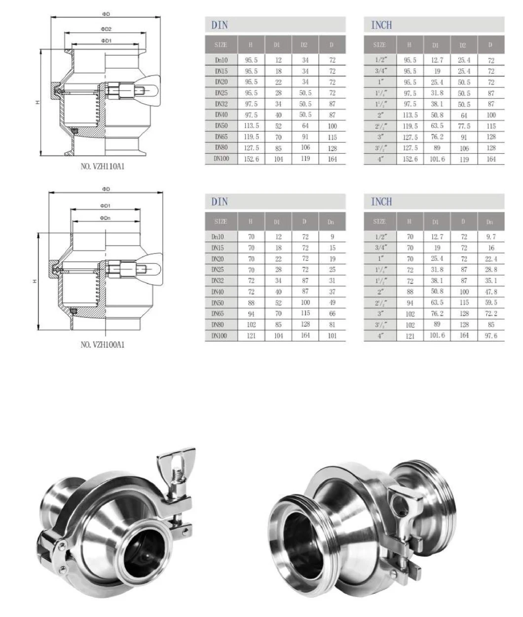 Middle Union Nut Connection Sanitary Stainless Steel Check Weld Valve