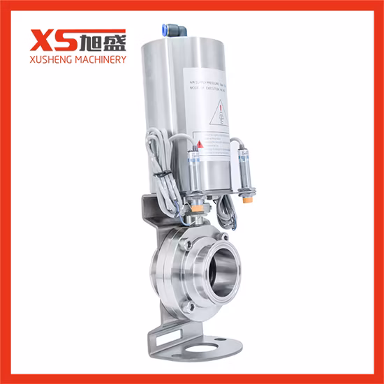 Valvola a farfalla con morsetto sanitario igienico pneumatico in acciaio inossidabile SS304 SS316L con interruttore di prossimità per cosmetici