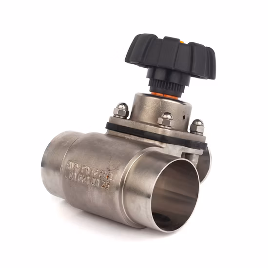 Valvola a membrana sanitaria con estremità fissate